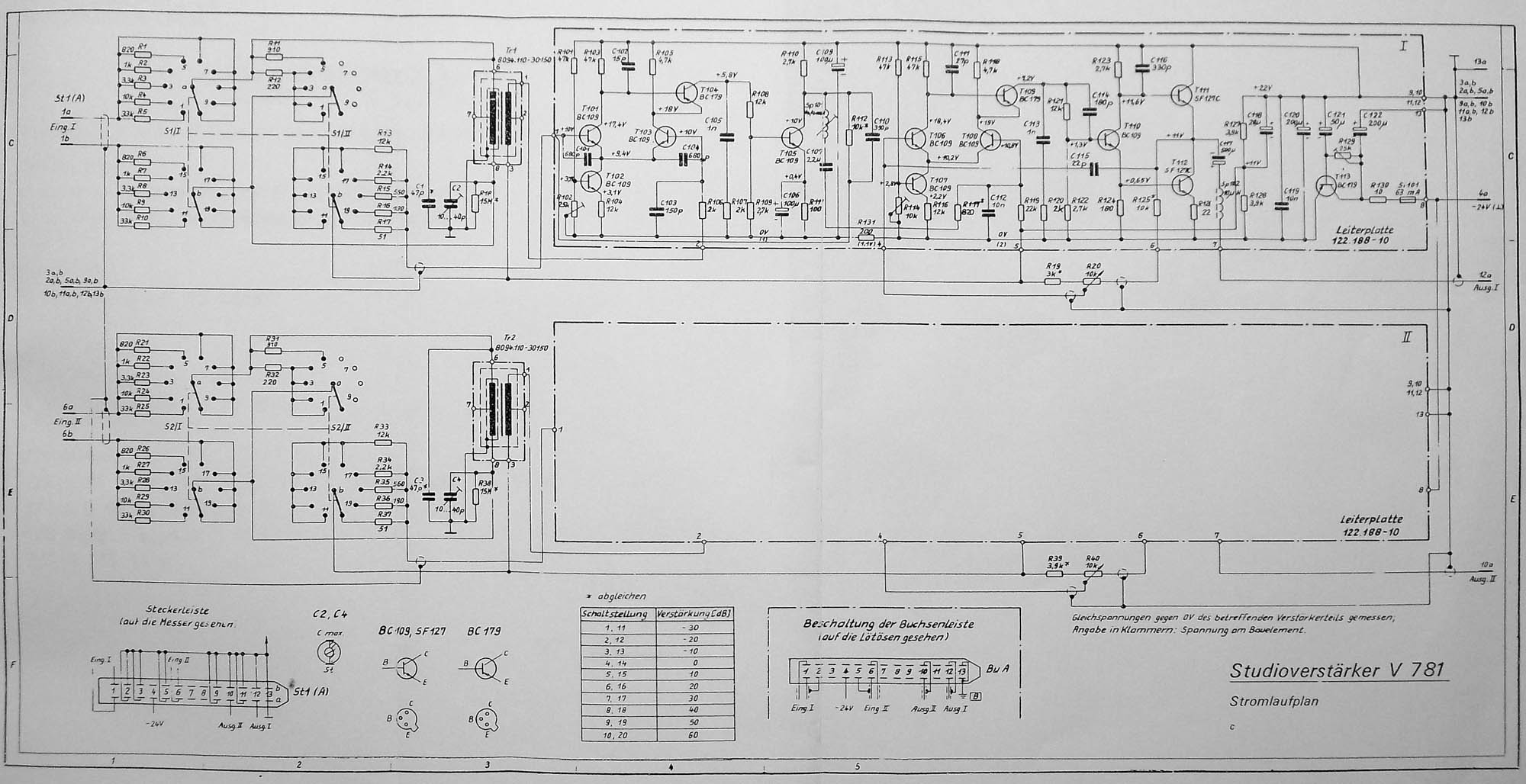 RFZ V781 Vorverstärker Schaltplan Schematic Service Manual