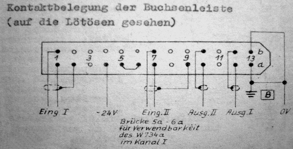 RFZ W735 Steckerbelegung Buchsenleiste Pinout